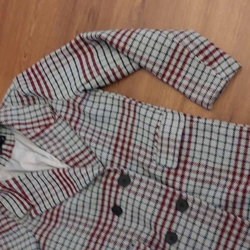 Plaid Lined Peacoat - Picture 7 of 9